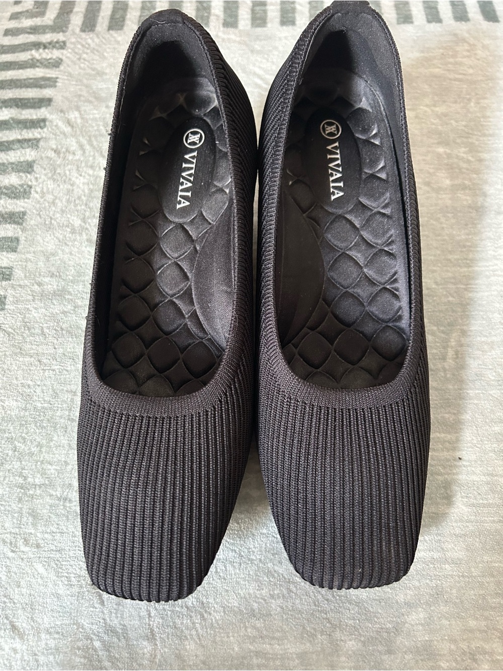 VIVAIA Black Square Toe Wedge Heel Synthetic Upper Rubber Sole EU 38.5/ US 8